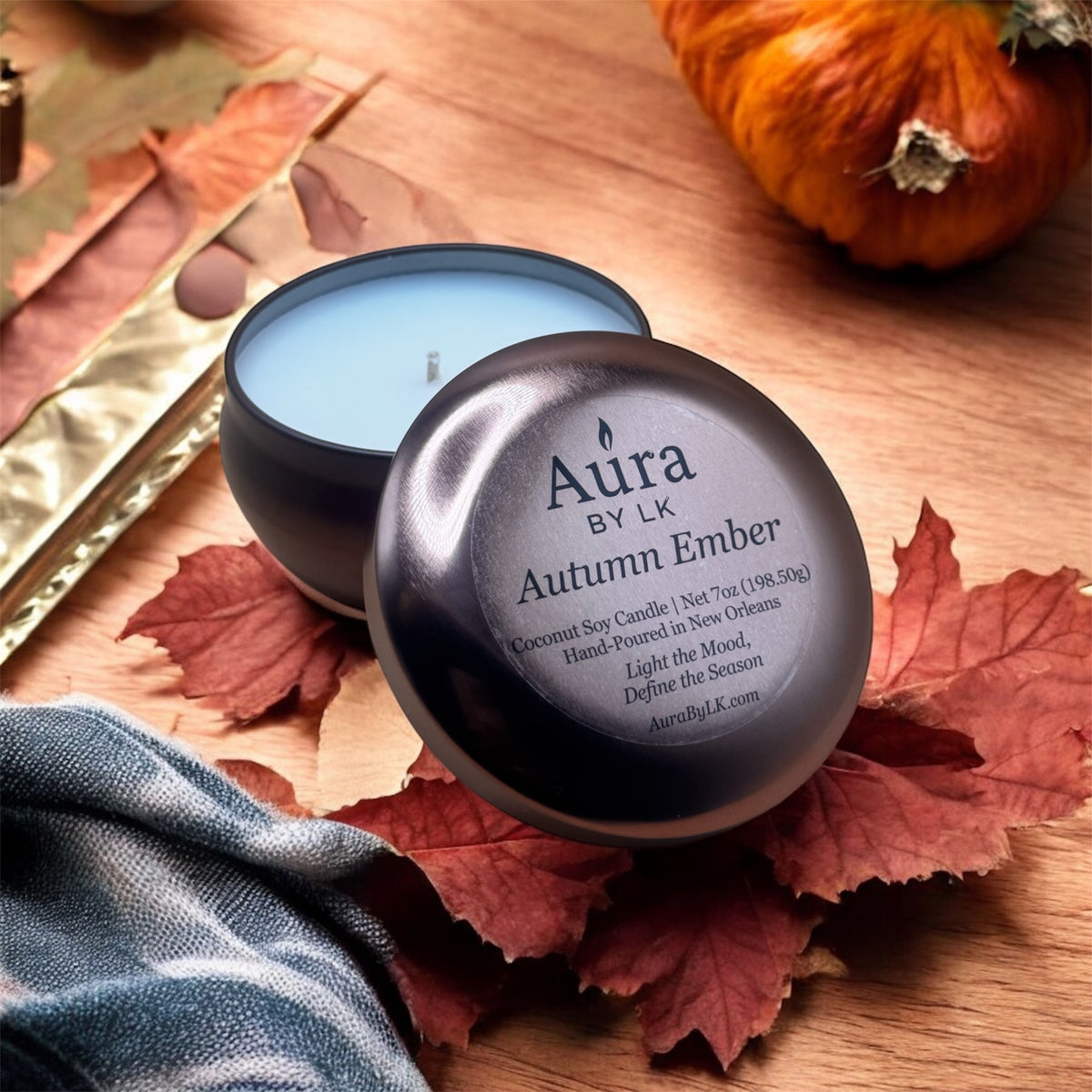 Aura by LK Autumn Ember 8oz candle tin