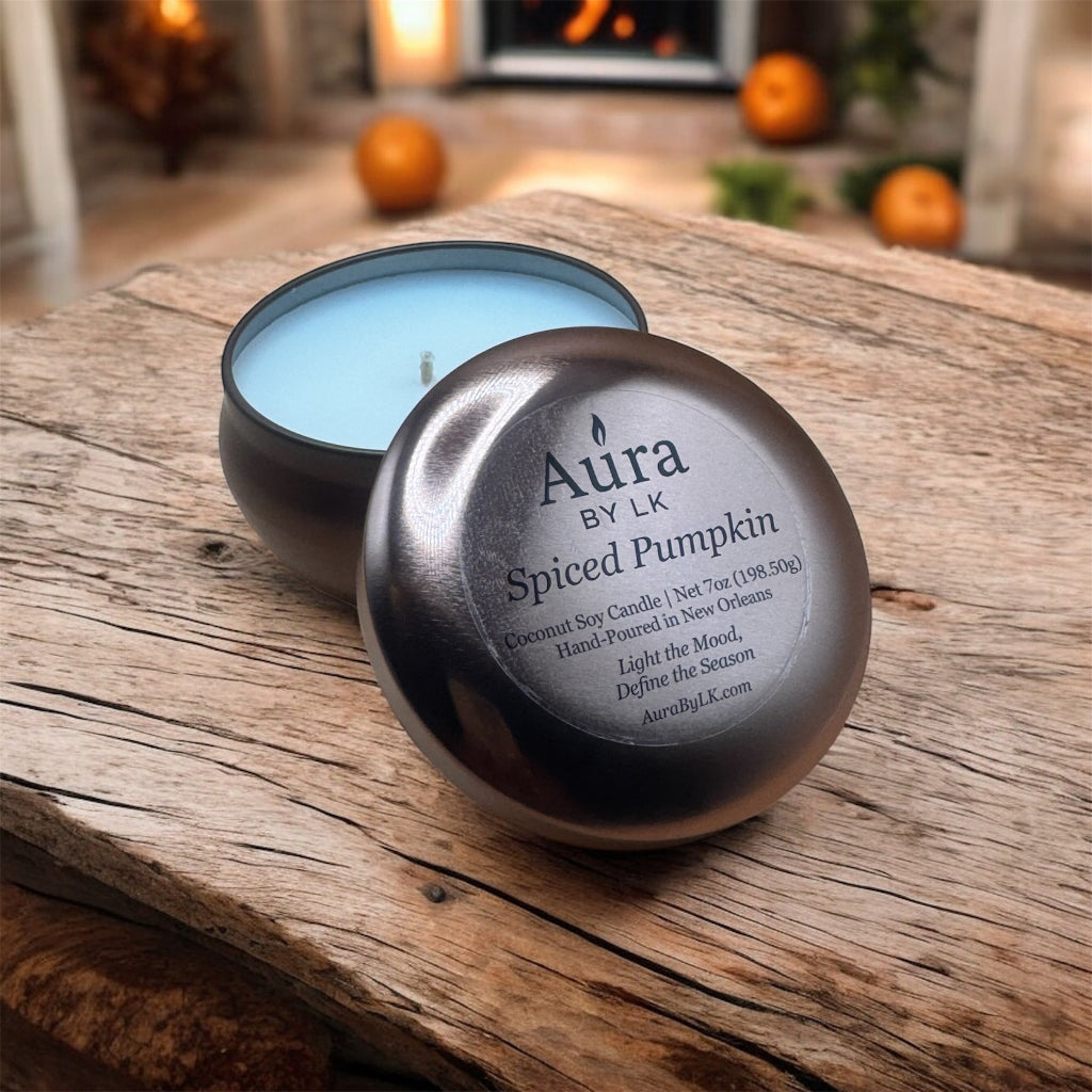 Aura by LK Spiced Pumpkin 8oz candle tin