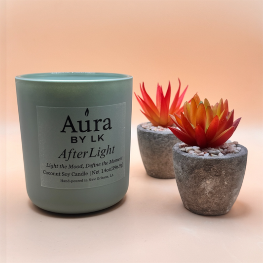 Aura by LK AfterLight Wood wick candle  in sage jar