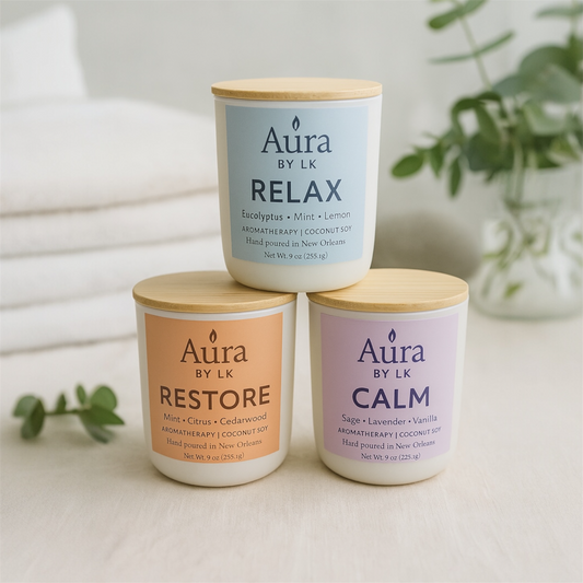 Aura by LK aromatherapy candle set  Relax, Restore, and Calm