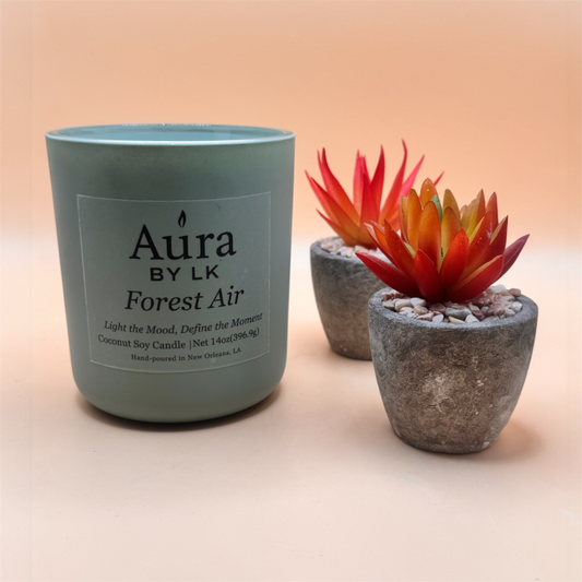 Aura by LK Forest Air Wood wick candle in Sage jar 