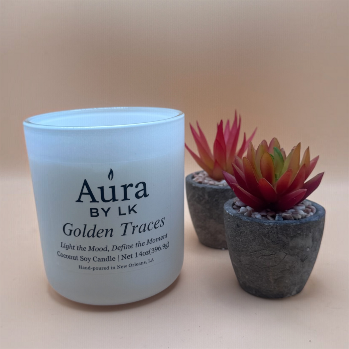 Aura By LK Golden Traces 14oz White Jar