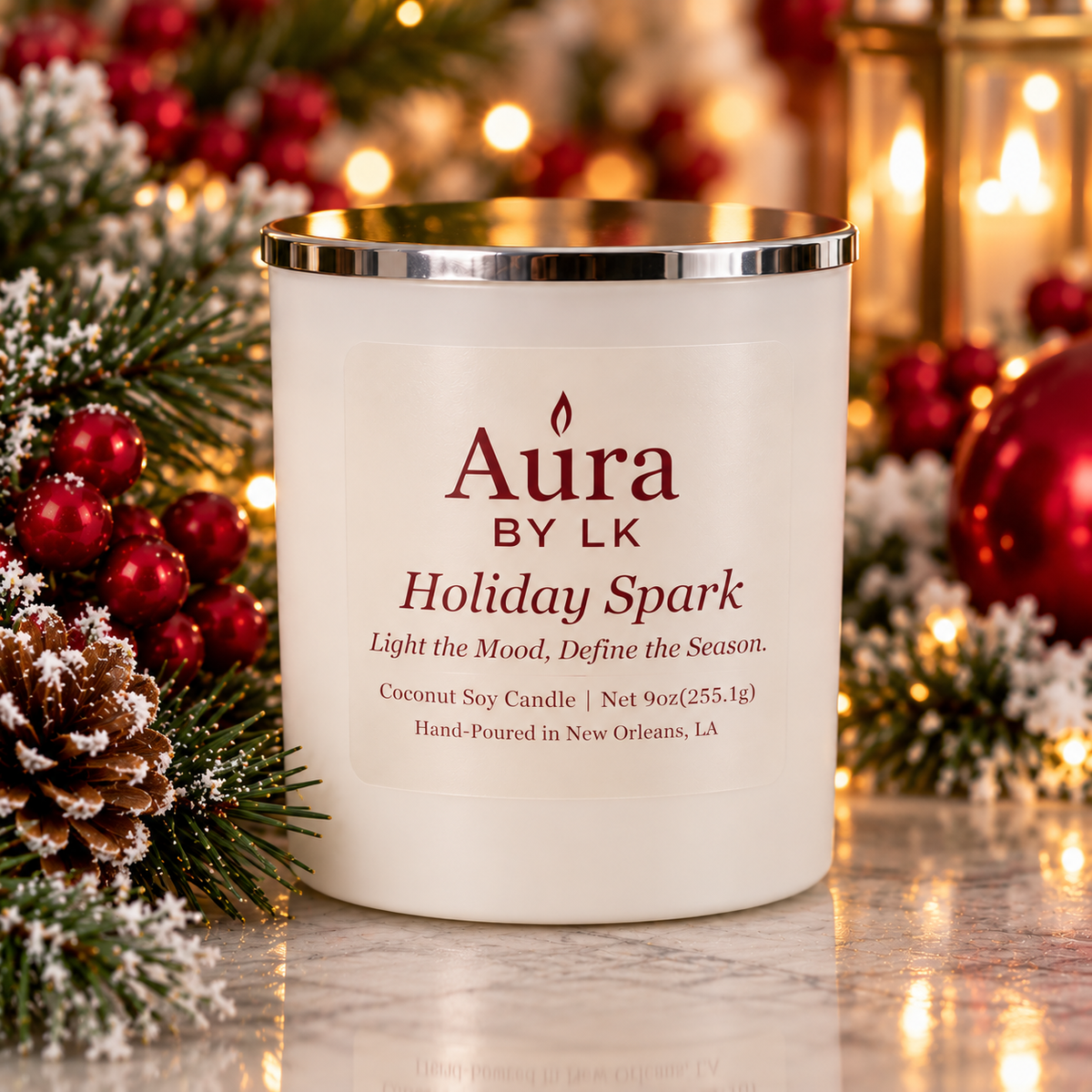 Aura BY LK Holiday Spark White Jar