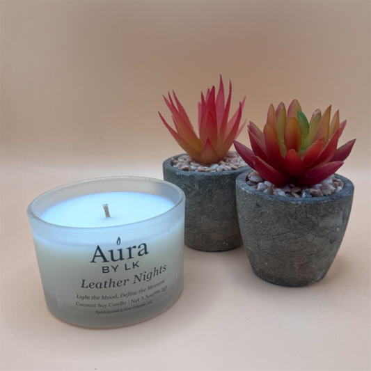 Aura BY LK Leather Nights 4oz candle