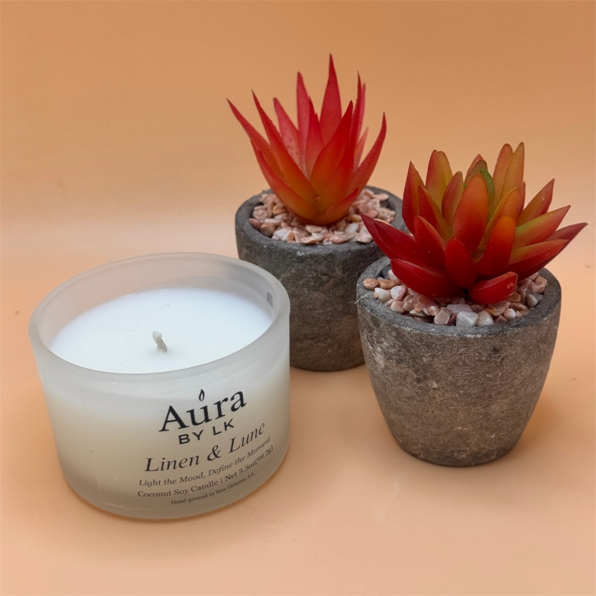 LKサロン　キャンドル Linen & Lune 4oz Candle | Aura By LK