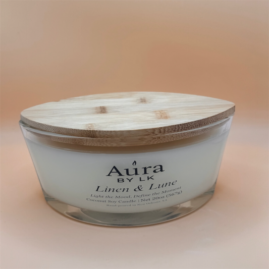 Aura by LK Linen & Line Luxe Oval Candle jar