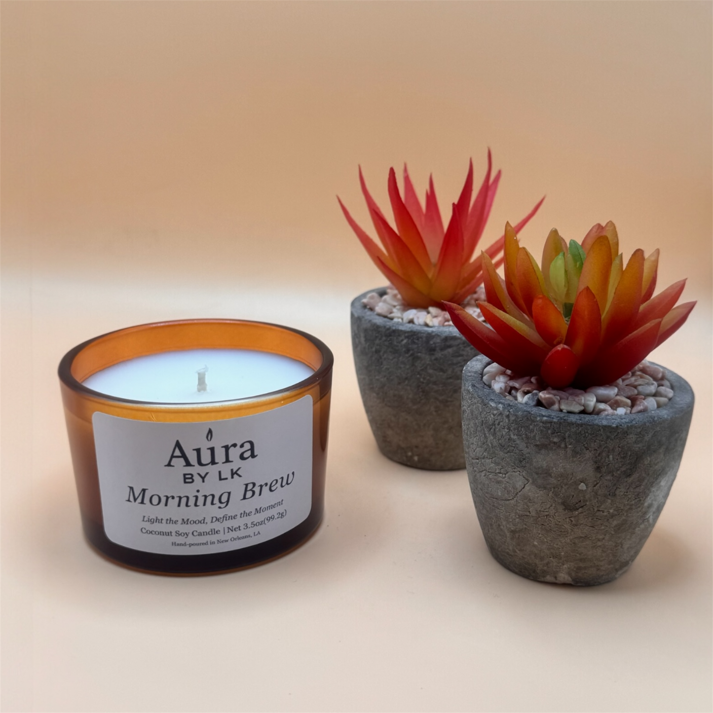 Aura by LK Morning Brew 4oz candle Amber jar