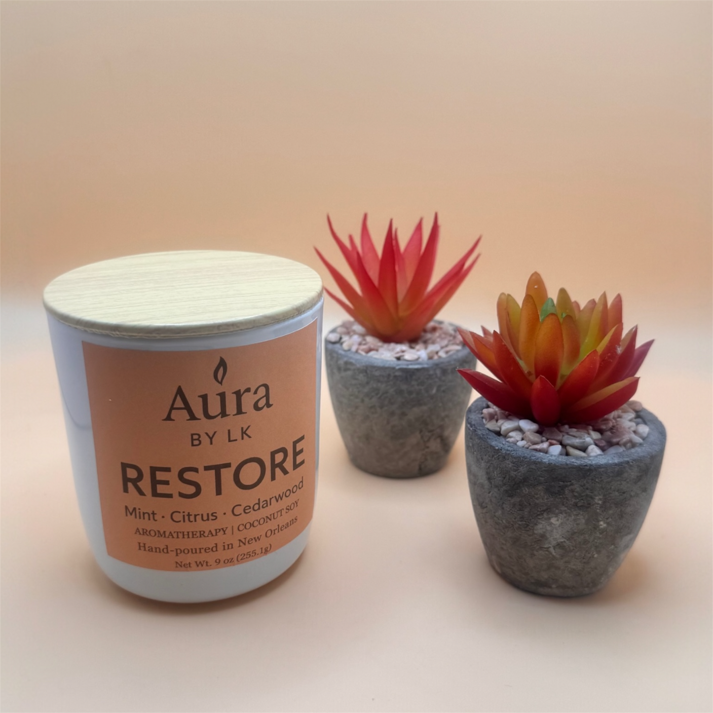 Aura by LK Restore aromatherapy candle 