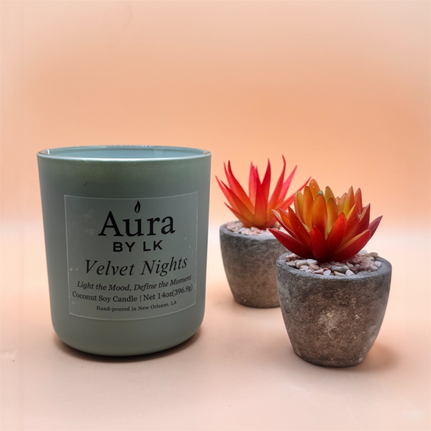 Aura by LK Velvet Nights Wood Wick candle in Sage jar